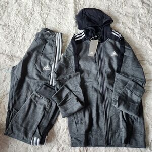 NWT Adidas Charcoal Hoodie Tracksuit Size S